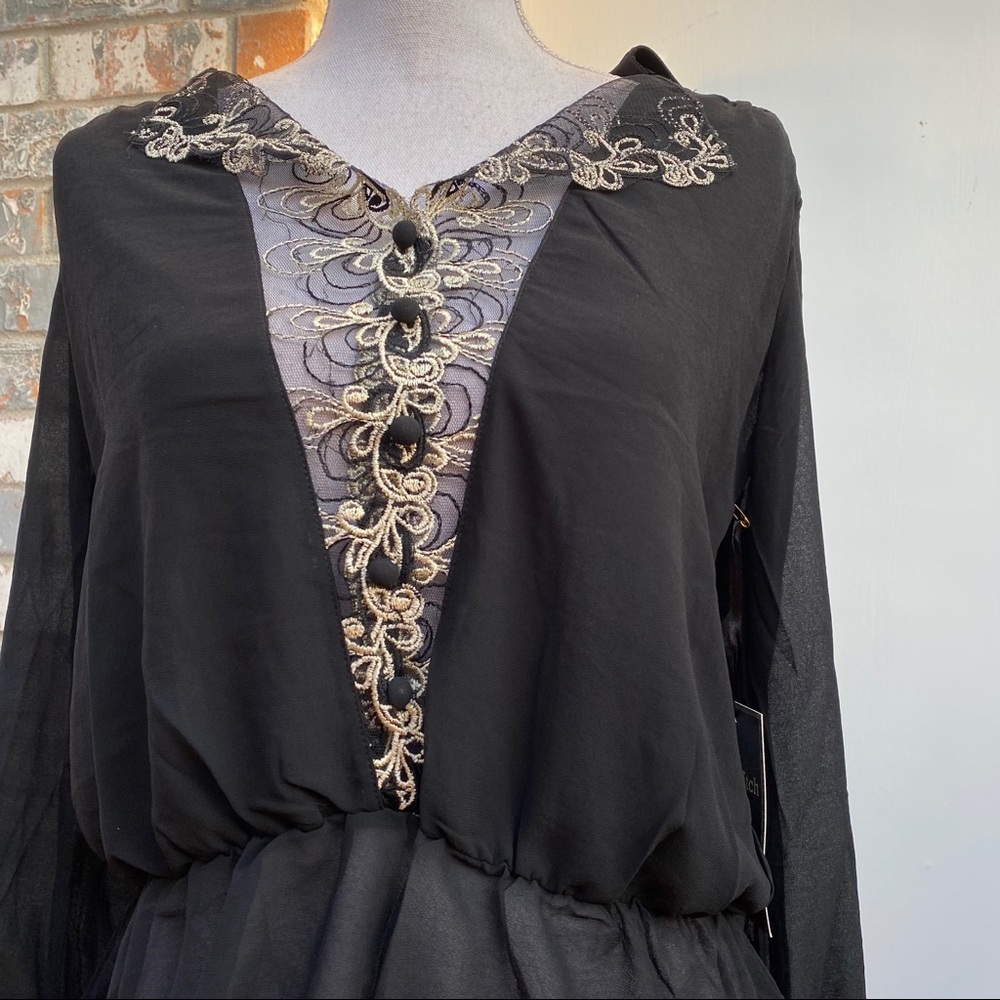 NWT Love Stitch Black woman's blouse M - Picture 8 of 10